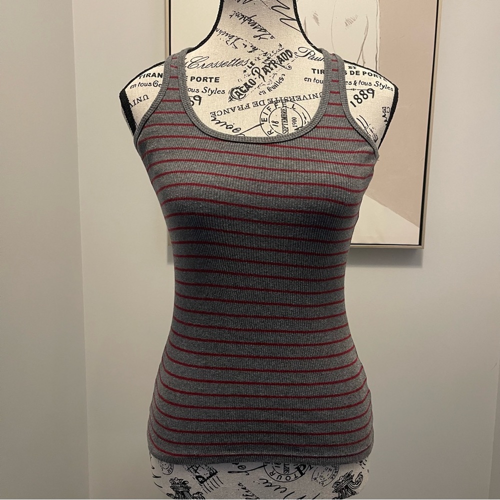 Blue notes Striped Gray and Red Women's Tank Top Size small - Picture 2 of 6